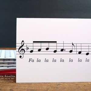 Music Note Christmas card Fa La La La La / Deck the Halls Holiday card / Treble clef / Band Christmas Card / Choir card image 2