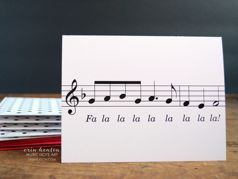 Music Note Christmas card Fa La La La La / Deck the Halls Holiday card / Treble clef / Band Christmas Card / Choir card image 2