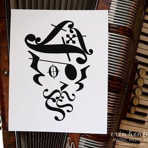 PIRATE art / Music note art print 5x7, 8x10, 11x14 art print / Music room decor / Music wall art / Music gifts / Music artwork / Band gift image 1