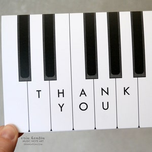 PIANO Teacher Thank You Card / Music thank you note / Black and white piano card / Band director card / Musician Thank You Card image 2