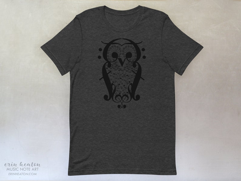 Music Note OWL T-Shirt, available in adult youth sizes image 6