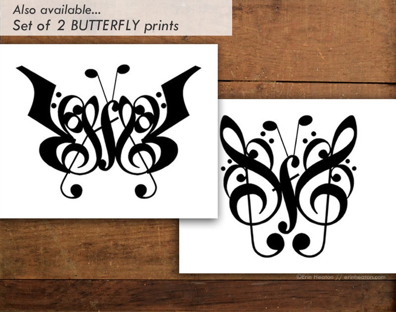 Music / BUTTERFLY 1 music art print 5x7, 8x10, 11x14 Fine art print / Music wall art / Music gift / Music room decor / Gift for musician image 5