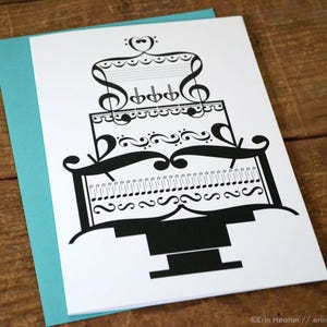 Music WEDDING Card / Music note wedding cake card / Wedding card for musician / Bridal shower card image 4