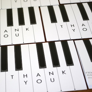 PIANO Teacher Thank You Card / Music thank you note / Black and white piano card / Band director card / Musician Thank You Card image 3