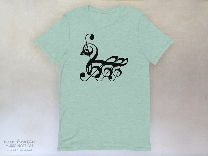 Treble Clef SWAN T-Shirt, available in adult youth sizes Dusty Blue Heather