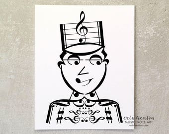 DRUM MAJOR / Marching Band music art print - 5x7, 8x10, 11x14 print - Gift for musician / Marching band gift / Band director gift