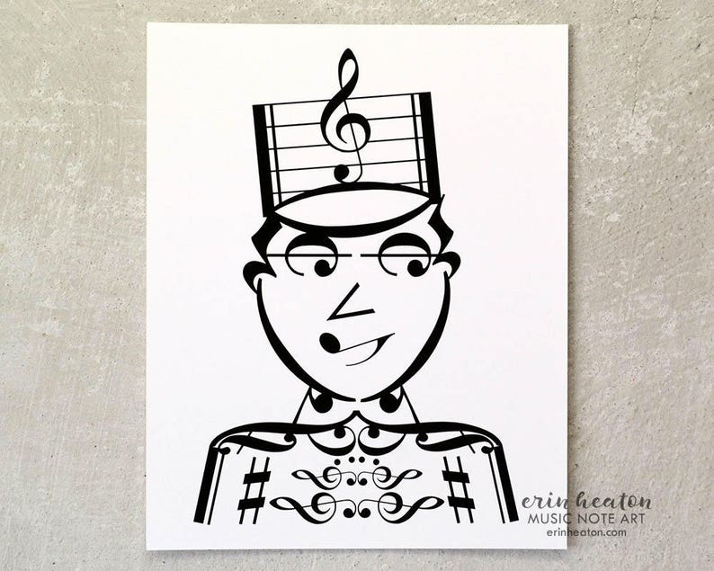 DRUM MAJOR / Marching Band music art print 5x7, 8x10, 11x14 print Gift for musician / Marching band gift / Band director gift image 1