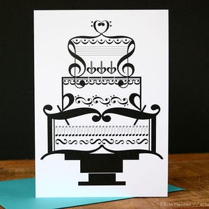 Music WEDDING Card / Music note wedding cake card / Wedding card for musician / Bridal shower card image 2