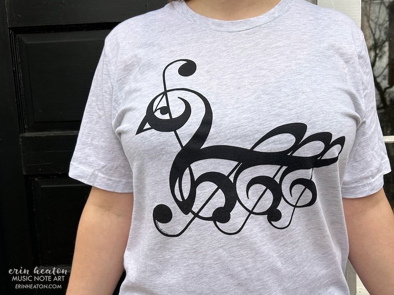 Treble Clef SWAN T-Shirt, available in adult youth sizes image 1