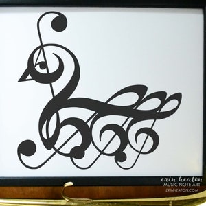Music art / SWAN music note art print 5x7, 8x10, 11x14 Fine art print / Music wall art / Music gift / Music decor / Musician gift image 2
