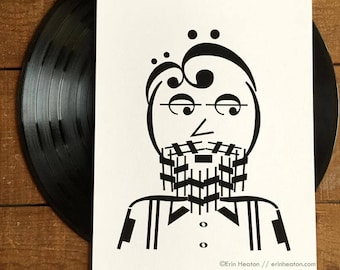 Musician gifts / BEARDED GUY // Indie Series / 5x7, 8x10, 11x14 Music art print / Great gift for guitarist