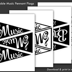 Music party decor / Printable MUSIC and BRAVO pennant flags / PDF Instant Download / Music student rewards / Music education image 6
