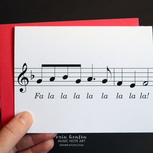 Music Note Christmas card Fa La La La La / Deck the Halls Holiday card / Treble clef / Band Christmas Card / Choir card image 1