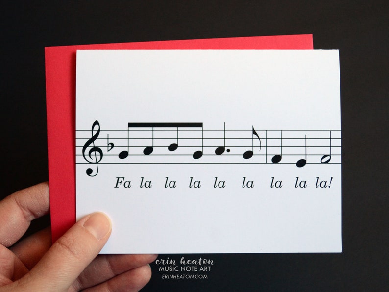 Music Note Christmas card Fa La La La La / Deck the Halls Holiday card / Treble clef / Band Christmas Card / Choir card image 1