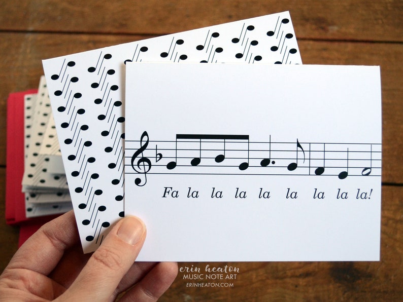 Music Note Christmas card Fa La La La La / Deck the Halls Holiday card / Treble clef / Band Christmas Card / Choir card image 4