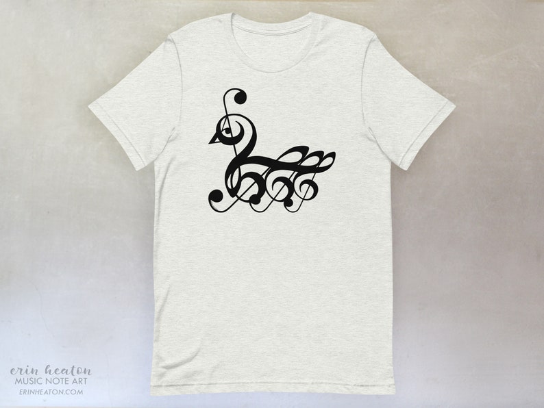 Treble Clef SWAN T-Shirt, available in adult youth sizes Ash