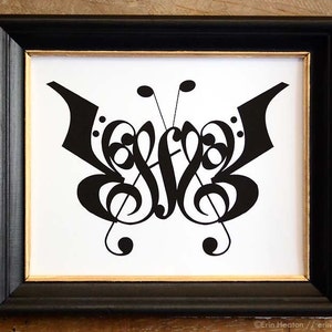 Music / BUTTERFLY 1 music art print 5x7, 8x10, 11x14 Fine art print / Music wall art / Music gift / Music room decor / Gift for musician image 2