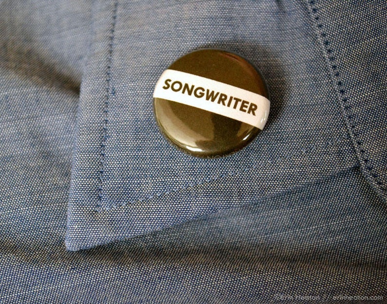 SONGWRITER pin / Black and white musician button / Music teacher gift / Music button / Music gift / Band gift / Musician gift image 2