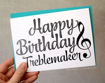 Set of 8 Happy Birthday Treblemaker Cards / Musician birthday card / Treble Clef Birthday Card / Music Birthday card / Music teacher gift