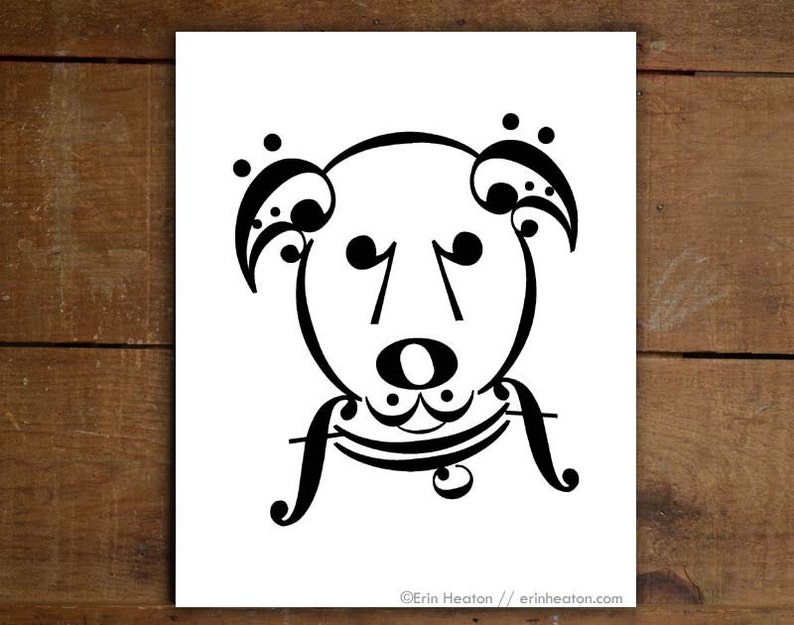 Musical notes / UKE // DOG SERIES // Music note art print / Available in 5x7, 8x10, 11x14 inches / Makes a great music teacher gift image 6