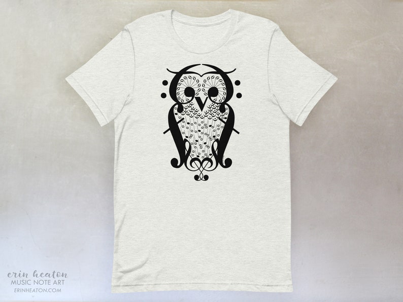 Music Note OWL T-Shirt, available in adult youth sizes image 2