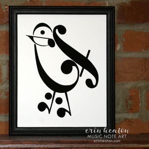 Music teacher gift / Music note BIRD art print 5x7, 8x10, 11x14 Fine art print / Black and white art / Music decor, Music gifts, Music art image 6