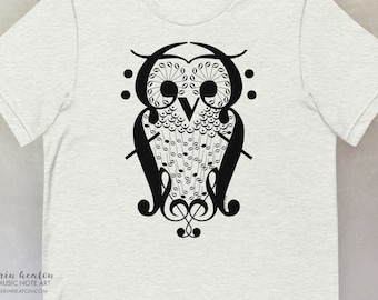 Camiseta Music Note OWL, disponible en tallas para adultos y jóvenes