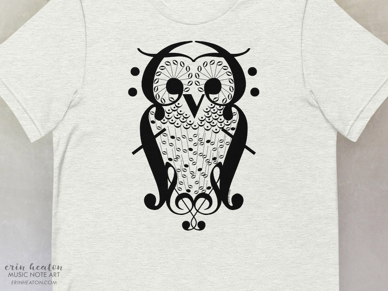 Music Note OWL T-Shirt, available in adult youth sizes image 1