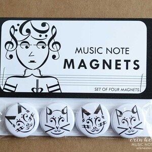 CAT music magnets / Set of 4 Music note CAT magnets / Music teacher gift / Music gifts image 2