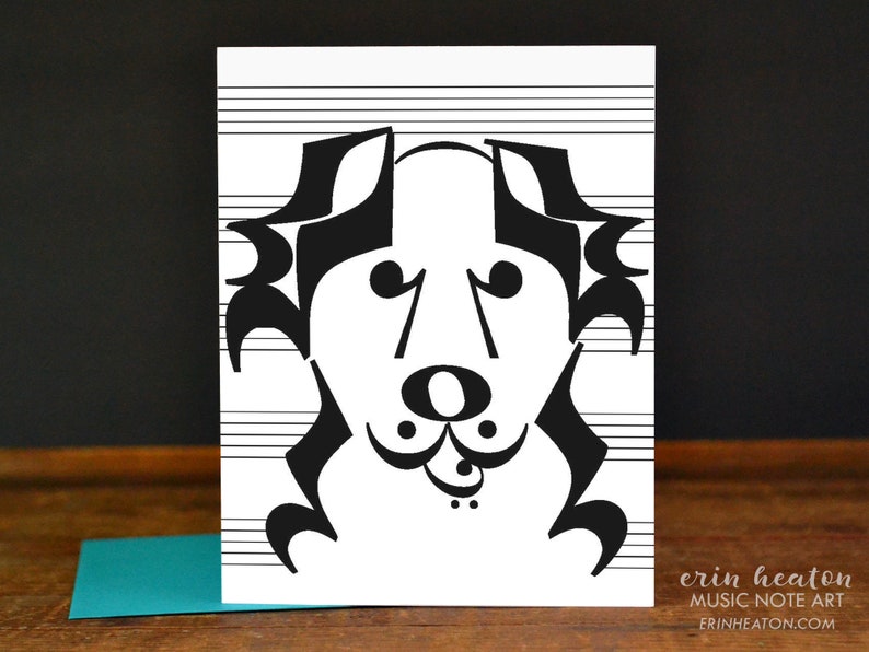 Music note cards / Set of 8 DOG Music Note greeting cards / Music gift / Music note card / Music teacher gift / Musician gift image 2