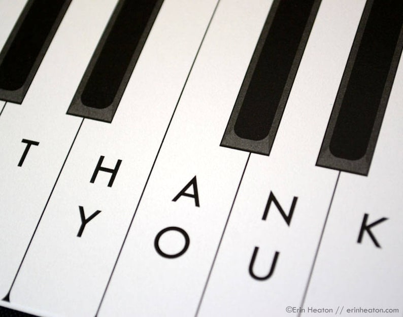 PIANO Teacher Thank You Card / Music Thank You Note / Black Etsy