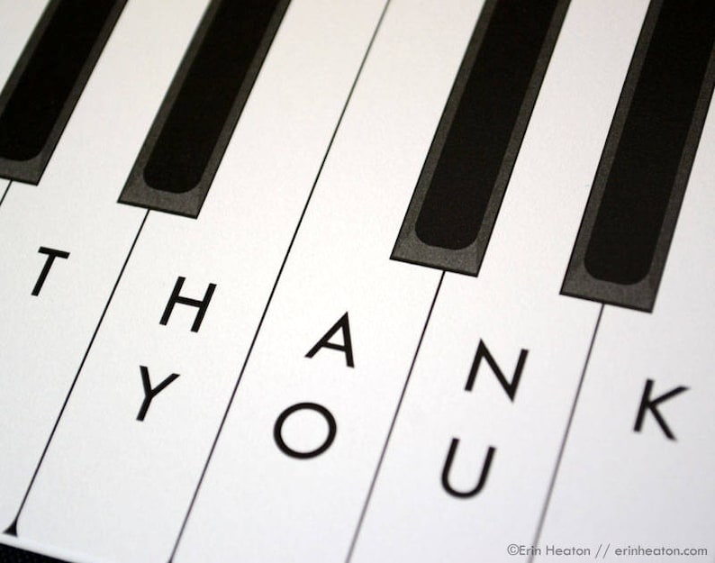 PIANO Teacher Thank You Card / Music thank you note / Black and white piano card / Band director card / Musician Thank You Card image 4