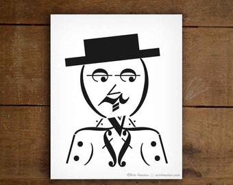 Musician gift / DAPPER MAN music art print - 5x7, 8x10, 11x14 print / Black and white music wall art / Great musical gift for guitarist!