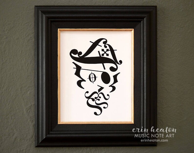 PIRATE art / Music note art print 5x7, 8x10, 11x14 art print / Music room decor / Music wall art / Music gifts / Music artwork / Band gift image 2