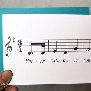 Happy Birthday To You MUSIC NOTE birthday card / Musician birthday card / Treble clef card / Music teacher card / Musician gifts image 2