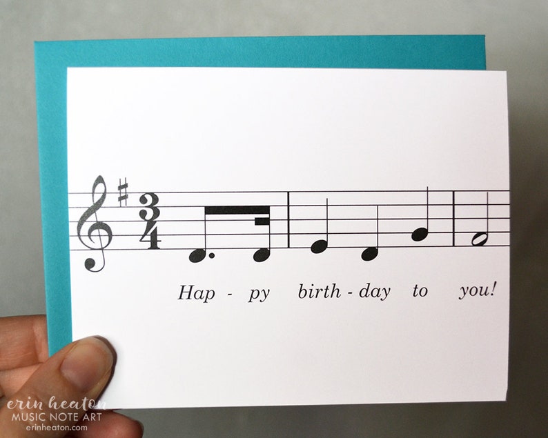 Happy Birthday To You MUSIC NOTE birthday card / Musician birthday card / Treble clef card / Music teacher card / Musician gifts image 2