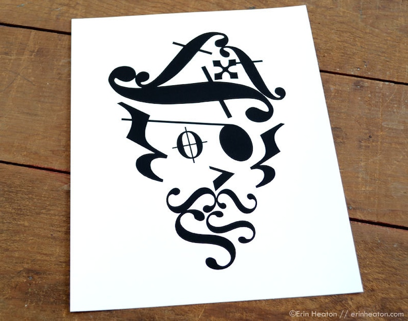 PIRATE art / Music note art print 5x7, 8x10, 11x14 art print / Music room decor / Music wall art / Music gifts / Music artwork / Band gift image 3