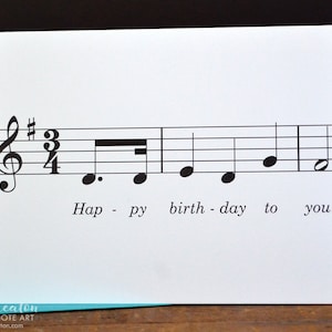 Happy Birthday To You MUSIC NOTE birthday card / Musician birthday card / Treble clef card / Music teacher card / Musician gifts image 1