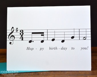 Happy Birthday To You! MUSIC NOTE birthday card / Musician birthday card / Treble clef card / Music teacher card / Musician gifts