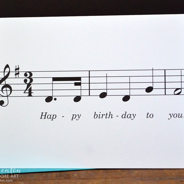 Happy Birthday To You! MUSIC NOTE birthday card / Musician birthday card / Treble clef card / Music teacher card / Musician gifts