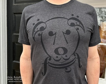 Camiseta Music Note DOG, disponible en tallas para adultos y jóvenes
