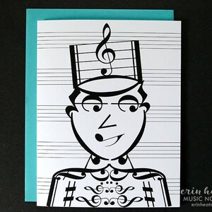 Drum Major / MARCHING BAND Music note card / Thank you note / Music greeting card / Music teacher gift / Band director card / Treble clef image 4