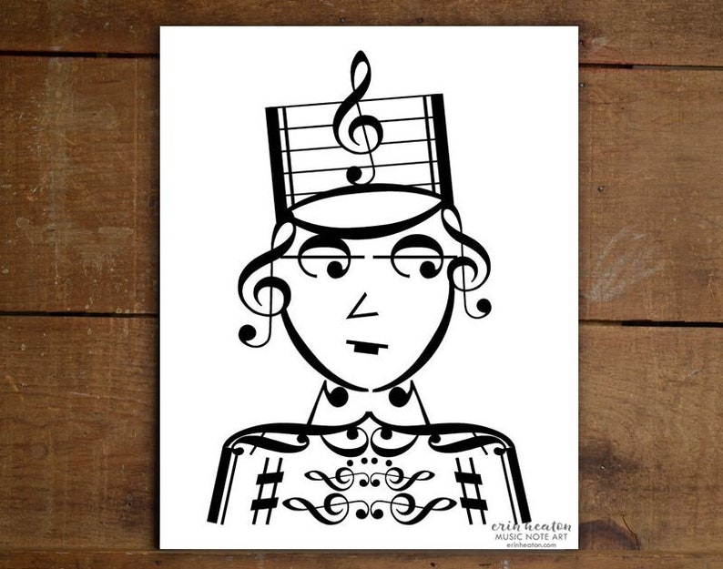 MARCHING BAND GIRL music note art print / Available in 5x7, 8x10, 11x14 inches / Great marching band gift or gift for band director image 2