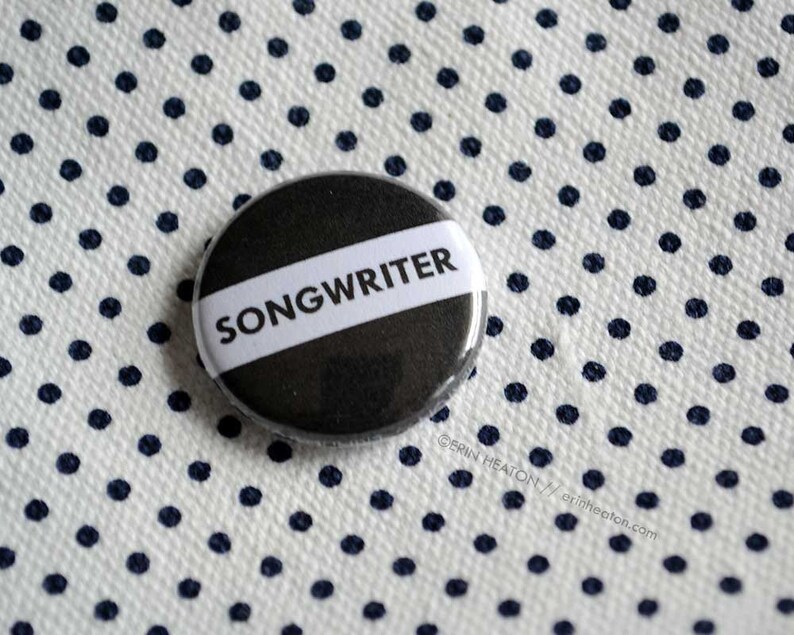 SONGWRITER pin / Black and white musician button / Music teacher gift / Music button / Music gift / Band gift / Musician gift image 5