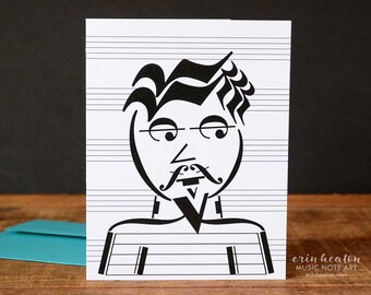 Music note greeting card / BEATNIK music note card / Music stationery / Music teacher gift / Music teacher card / Band teacher gift