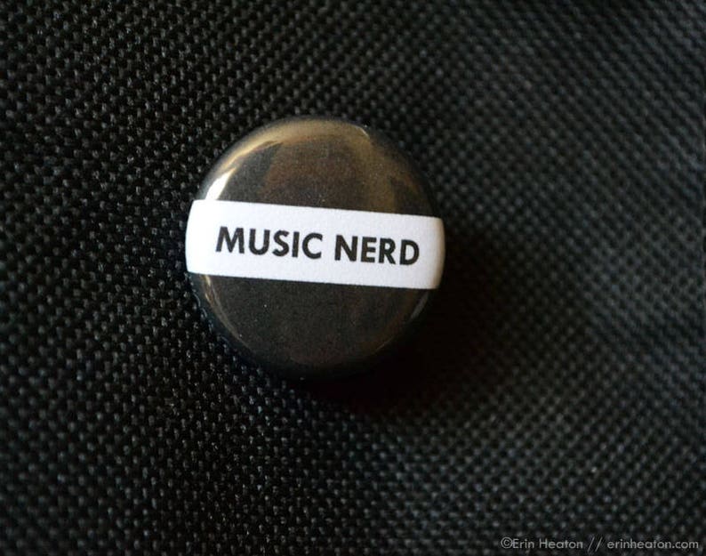 MUSIC NERD pin / Black and white musician button / Music teacher gift / Music button / Music gift / Band gift image 2