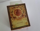 Gemini Wooden Trinket Box Lacquered Jewelry Box Zodiac Symbol Albert E. Price 4 quot X 3 quot Vintage New Old Stock NOS