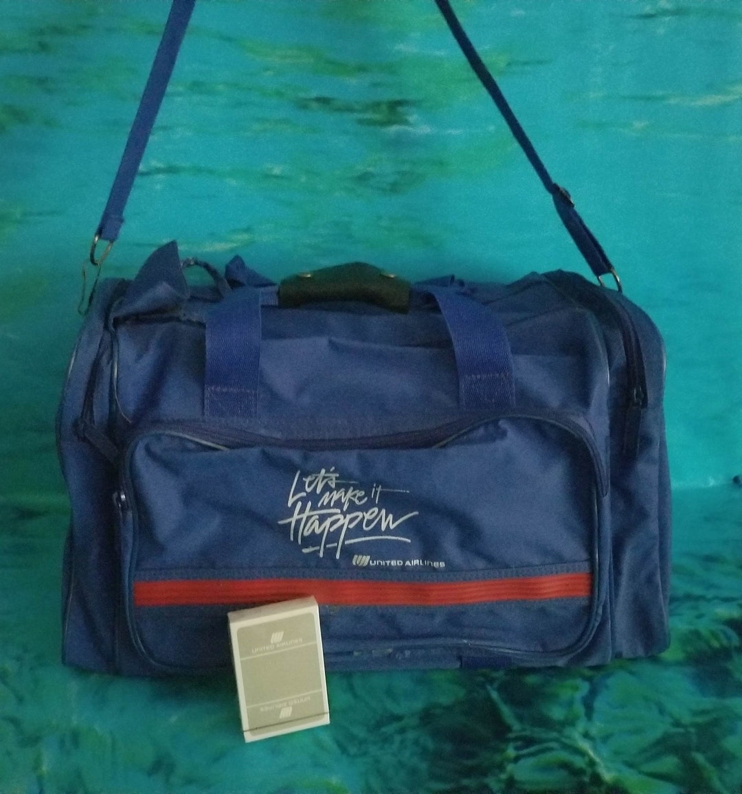 United Airlines Duffel Bag Carry on Gym Coated Canvas Aviation Etsy