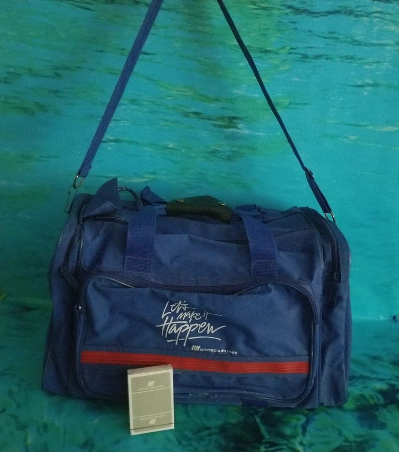 United Airlines Duffel Bag Carry on Gym Coated Canvas Aviation Etsy