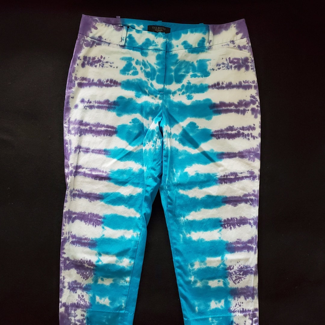 Handmade Tie Dye Capris Cropped Pants Turquoise and Purple Etsy